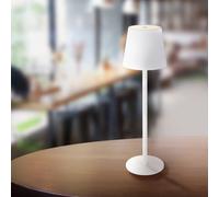 Globo LED rechargeable table lamp Vannie, white, height 36 cm, IP44