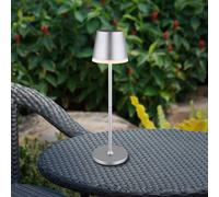 Globo LED solar light, metal, silver-coloured, height 41 cm, IP44