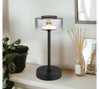 Globo LED table lamp Belinda, smoke grey, height 33 cm, metal