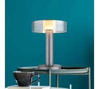 Globo LED table lamp Grant, height 31 cm, smoke grey, metal