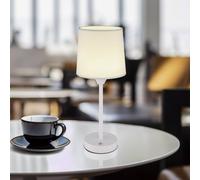 Globo LED table lamp Lunki, white, height 35 cm, fabric, CCT