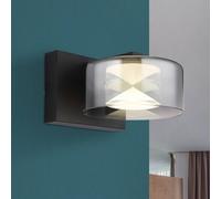 Globo LED wall light Belinda, smoke grey, width 15 cm, glass