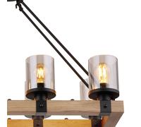 Globo Lila pendant light with a wooden frame, 8-bulb