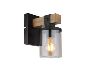 Globo Lila wall light wooden arm and glass lampshade