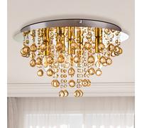 Globo London ceiling light, Ø 46 cm, 5-bulb, gold-coloured, acrylic glass
