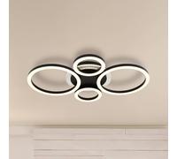 Luminosa Lighting Luminosa Loretta 3 Ring Integrated Led Semi Flush Ceiling Light Matt Black 4X Led 2700-6500K