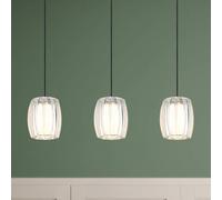Globo Maribel pendant light, length 86 cm, chrome/clear plastic, 3-bulb