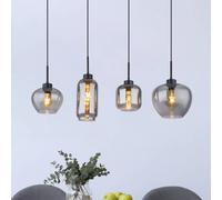 Globo Matt hanging light, smoke/black, glass, 4-bulb, 100 cm, E27
