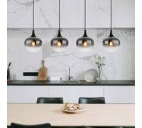 Globo Maxy hanging light, length 100 cm, smoke grey, glass, 4-bulb.