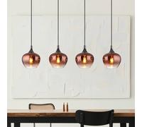 Globo Maxy pendant light, copper/black, glass, 100 cm long, E27