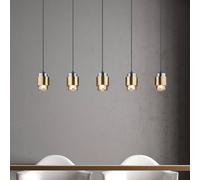 Globo Milley hanging light, length 105 cm, brass-coloured, 5-bulb.