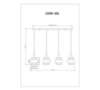 Globo Milley hanging light, length 110 cm, bronze-coloured, 4-bulb.