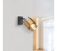 Globo Milley wall spotlight, height 17 cm, brass-coloured, metal
