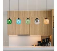 Globo Minara LED pendant light, 5-bulb, length 102 cm, colourful, glass