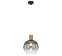 Luminosa Lighting Luminosa Moitas Dome Pendant Ceiling Light Matt Black Smoke Glass Shade 1X E27