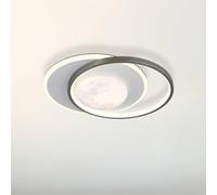 Globo Moon LED ceiling light, black/grey, metal, 37 cm