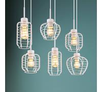 Globo Nesa pendant light, length 77 cm, white/chrome, metal, 6-bulb