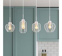 Globo Nesa pendant light, length 90 cm, white/chrome, metal, 4-bulb