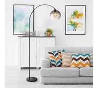 Globo Newcastle floor lamp, height 196 cm, black matt/smoke grey