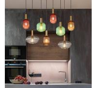 Globo Normy pendant light, length 125 cm, colourful, glass, 8-bulb.