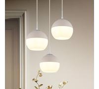 Globo Ragusa pendant light, Ø 42 cm, sand/chrome, metal/glass, 3-bulb
