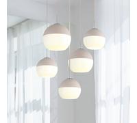 Globo Ragusa pendant light, Ø 75 cm, sand/chrome, metal, 5-bulb