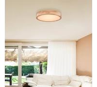 Globo Rainer LED ceiling lamp, Ø 40 cm, wood-effect, metal, CCT
