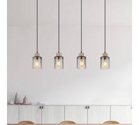 Globo Reid pendant light, 4-bulb, black/smoke