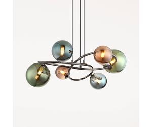 Globo Riha hanging light, Ø 65 cm, colourful, glass/metal, 6-bulb.