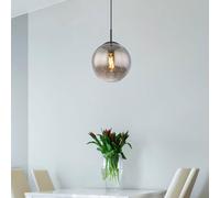 Globo Samos pendant light, Ø 20 cm, smoky grey/black, glass