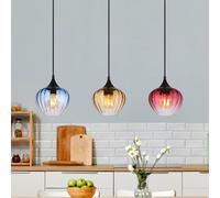 Globo Sander pendant light, length 80 cm, multicoloured, glass, 3-bulb.