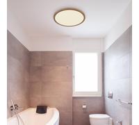 Globo Sapana LED ceiling light, Ø29.5 cm wooden optic