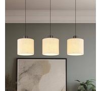 Globo Thea LED hanging light, length 74 cm, 3-bulb, cream/matt black