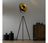 Globo Tripod floor lamp Lenn, black and gold