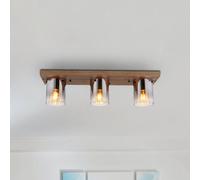 Globo Underwood ceiling light, length 71 cm, brown/smoke grey, MDF