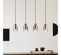 Globo Underwood pendant light, length 105 cm, brown/smoke grey, MDF