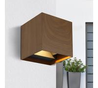 Globo Veronika LED outdoor wall lamp, wood-effect finish, up/down, IP54