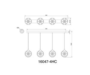 Globo Virina LED hanging light, length 93 cm, transparent, crystal