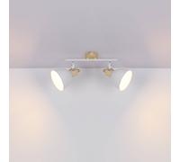 Globo Wiho ceiling lamp, metal, white/wood look, 2-bulb