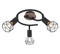 Globo Xara I 54802S-3H Ceiling Light with Wood 3-Bulb Diameter 23 cm Black