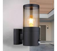 Globo Xeloo outdoor wall light, sensor, black/smoke grey, IP44, E27