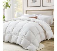 Globon Down Feather Comforter/Duvet Insert King Size,Ultra-Soft Fluffy Bed Comforter,700 Filling Power,Medium Weight for All Season with Corner Tabs, White