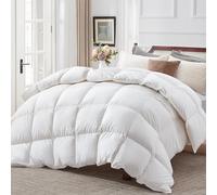Globon Ultra-Soft Down Feather Comforter Queen Size,Luxurious Fluffy Hotel Collection Duvet Insert for All Season,Noiseless Shell, 700 Filling Power,Medium Weight with Corner Tabs, White…