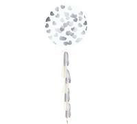 Globos Tel Hearts Confetti Balloon Clear/silver (One Size)