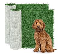 GLOBREEN Dog Grass Pee Pad, 2 Packs Replacement Artificial Grass Patch for Potty Tray, Reusable Puppy Training Turf Mat, High Drainage - 23 x 18 Inches