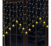 GloBrite 104 LED Curtain Light - Christmas Lights, Fairy Lights, 8 Modes - Xmas Decor, Indoor Window, Bedroom, Party, Wedding, Plug-in LED Curtain, Christmas Decorations (Star - Warm White)