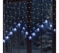 GloBrite 104 LED Curtain Light - Christmas Window Lights, Fairy Lights, 8 Modes - Xmas Decor, Indoor Window, Bedroom, Party, Wedding, Plug-in LED Curtain, Holiday Decoration (Star - Cool White)