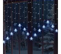 Globrite 104 Snowflake Cool White Led Curtain Light Festive Decor - Plug-In Window Fairy Lights With 8 Modes & Remote Control