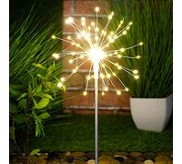 Globrite 120 LED Solar Powered Firework Starburst Garden Outdoor Stake Light - Warm White