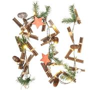 GloBrite 1M Christmas Garland with 10 LED Lights | Christmas Door Decorations | Christmas Tree Decorations with Fairy Lights, Baubles, Pine Cones & Berries | Wall Decor